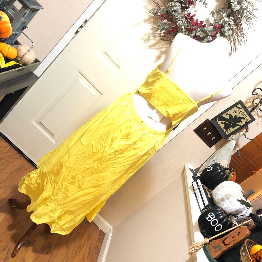 NWT Joie Sunshine Yellow Tie Front Open Back Dress - Picture 6 of 9